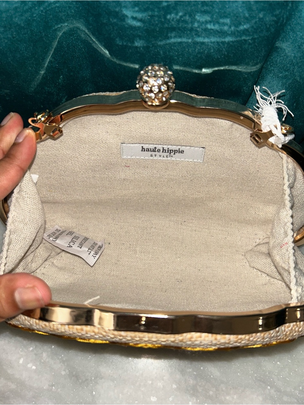 Haute Hippie Pink & Gold Shell Embroidered Clutch - Picture 3 of 4